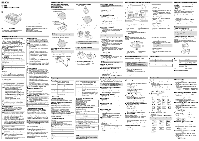 Page 1 de la notice Manuel utilisateur Epson LabelWorks LW-300