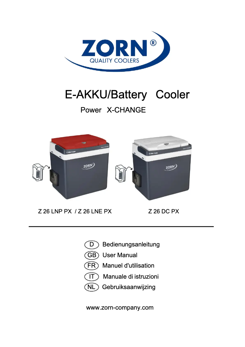 Page n°1 - Manuel utilisateur ZORN Z 26 DC PX
