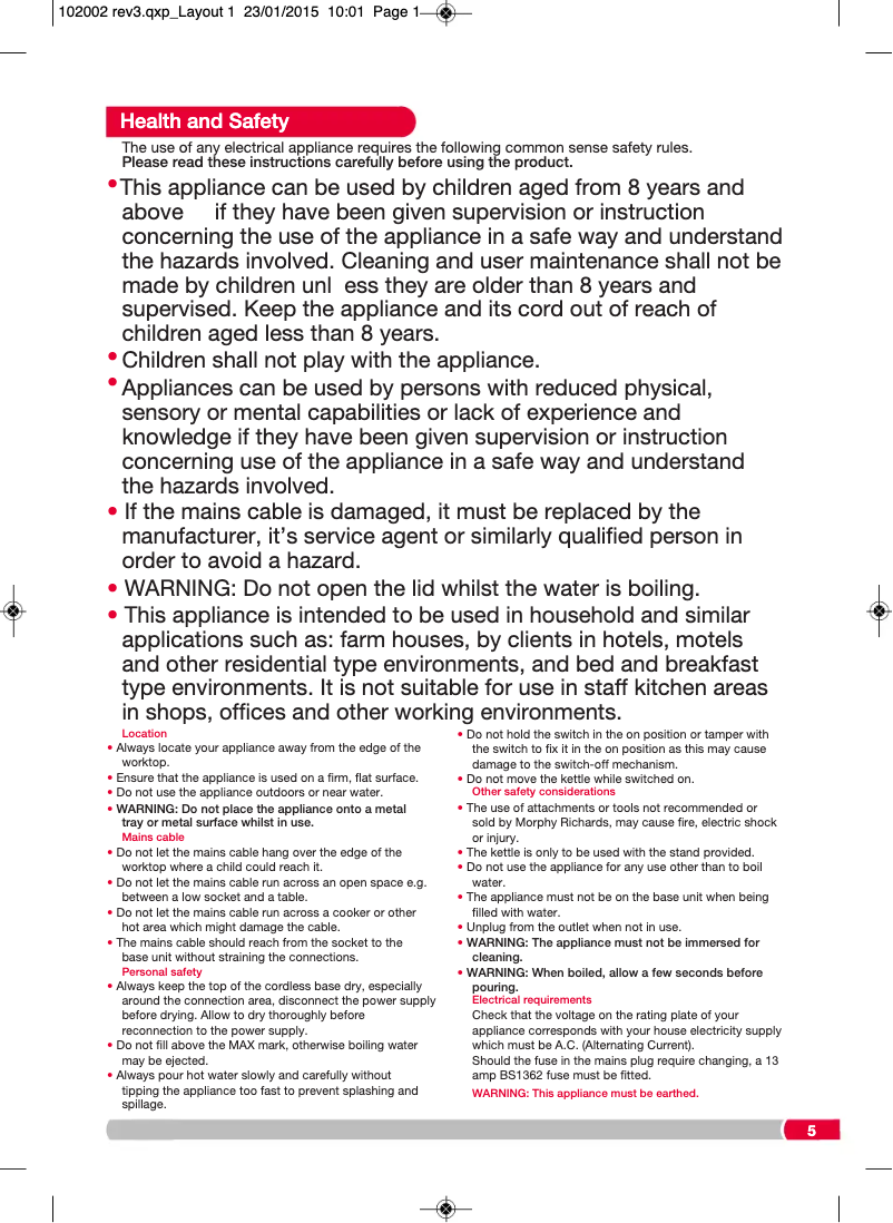 Page 1 de la notice Manuel utilisateur Morphy Richards Accents 102003