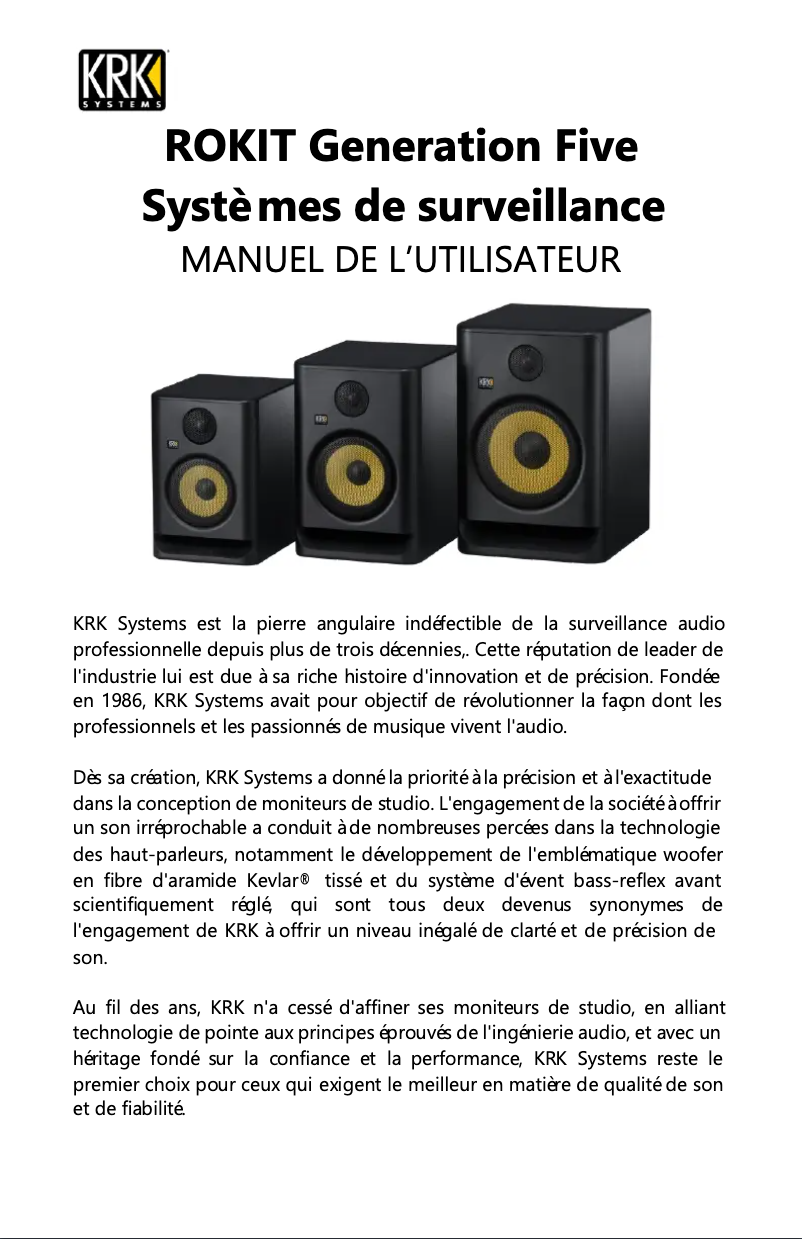 Page n°1 - Manuel utilisateur KRK Rokit RP8 G5