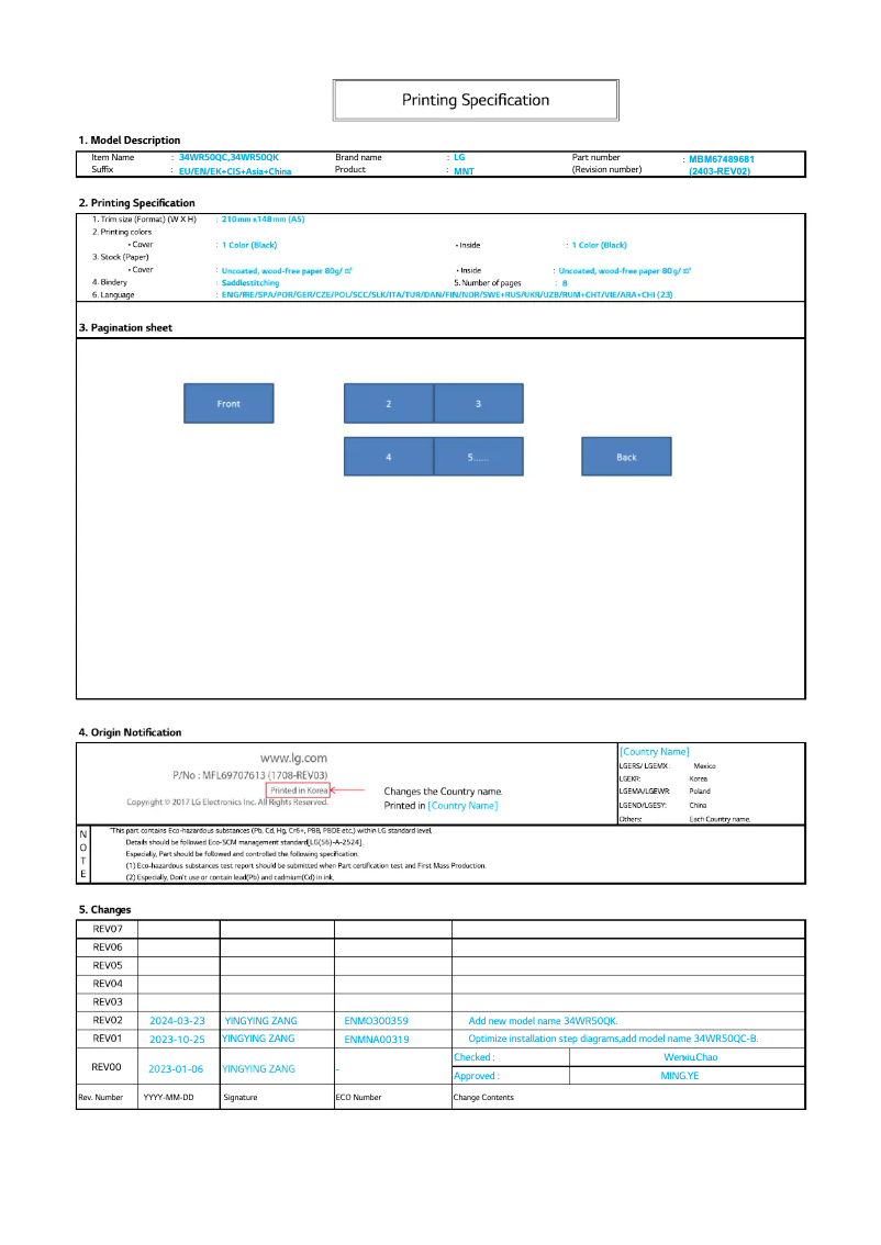 Image de la première page du manuel de l'appareil 34WR50QC