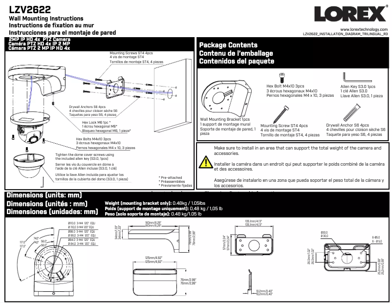 Página 1 del manual Instrucciones / montaje Lorex LZV2622BW