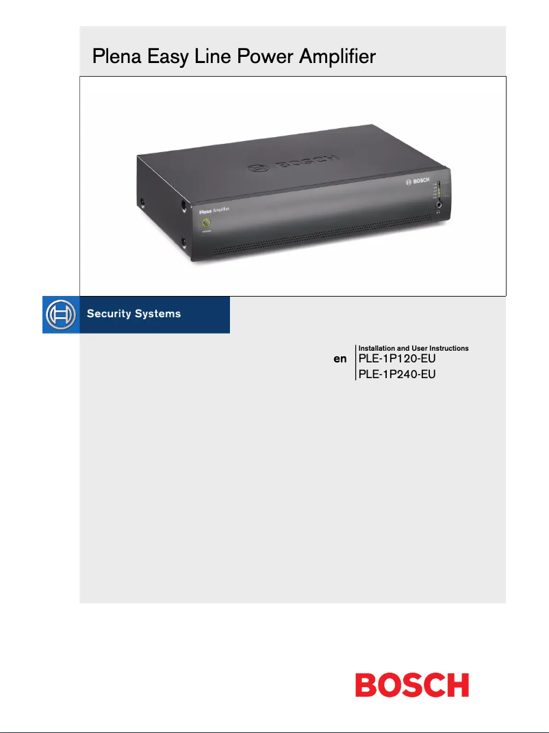Page n°1 - Manuel utilisateur Bosch Plena PLE-1P120