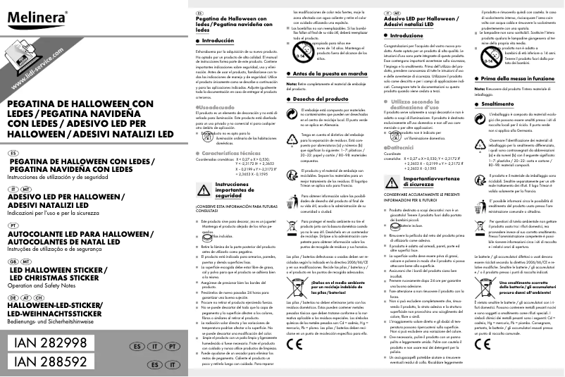 Page 1 de la notice Manuel utilisateur Melinera IAN 288592