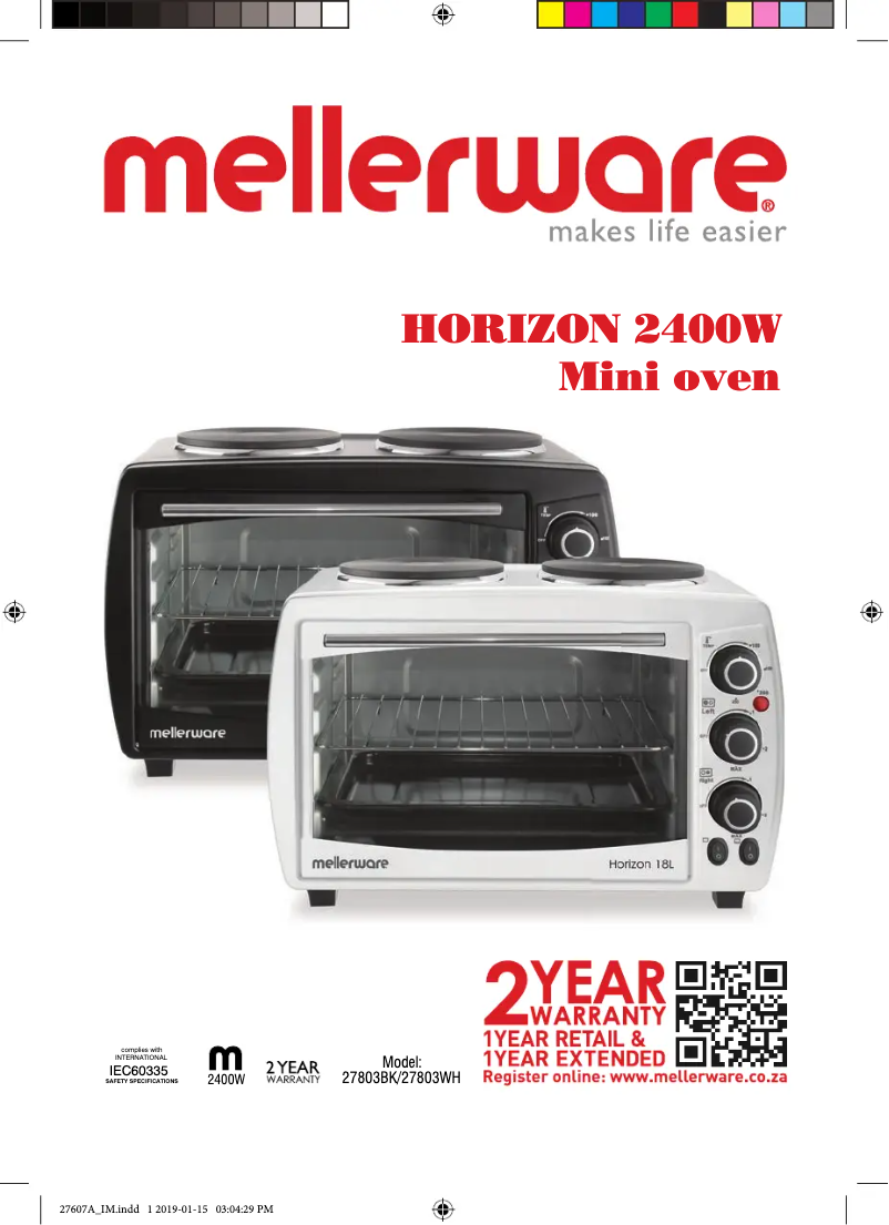 Page 1 de la notice Manuel utilisateur Mellerware Horizon 27803BK