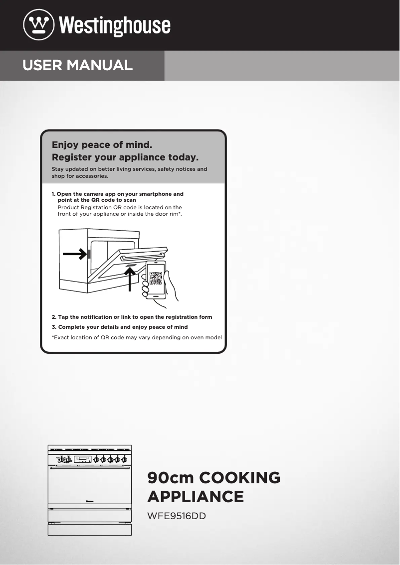 Page 1 de la notice Manuel utilisateur Westinghouse WFE9516DD