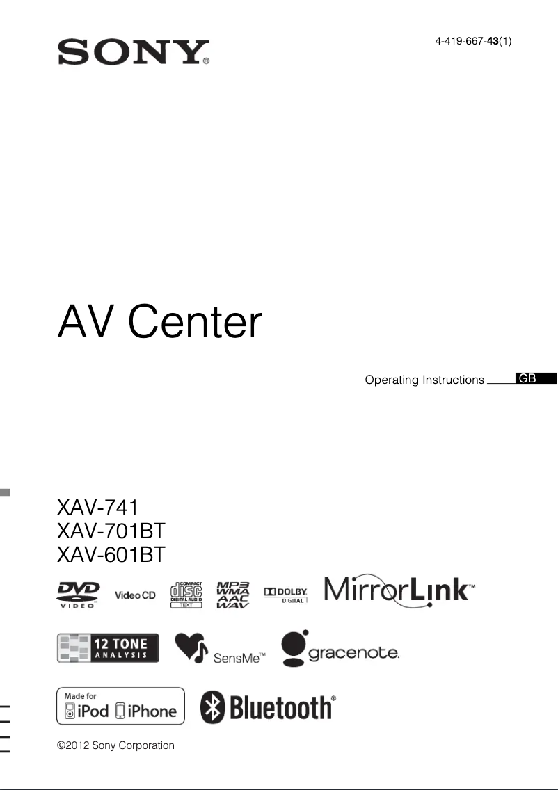 Page 1 de la notice Mode d'emploi Sony XAV-741