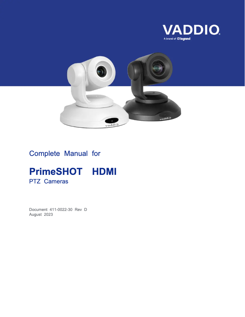 Page 1 de la notice Manuel utilisateur Vaddio PrimeSHOT 10 HDMI