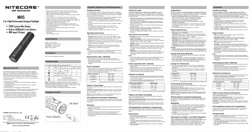 Page n°1 - Manuel utilisateur Nitecore MH15