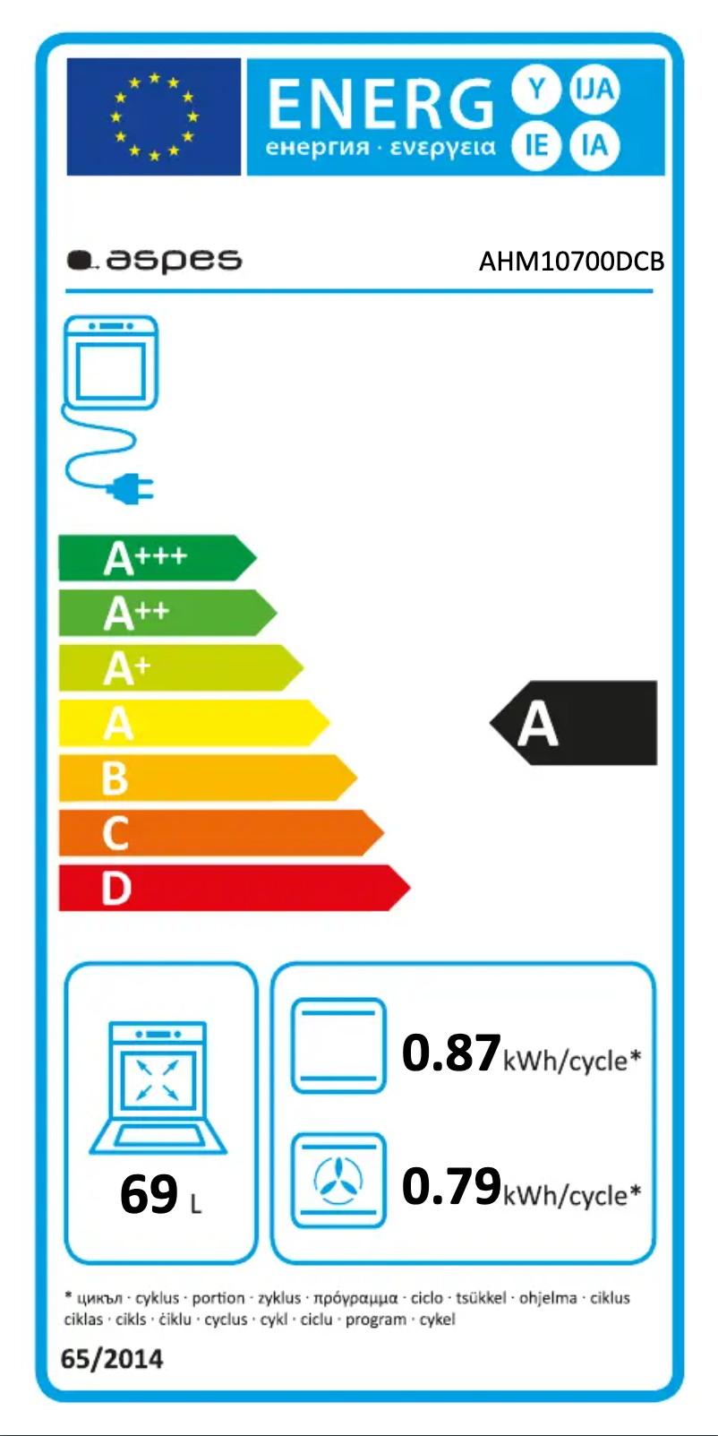 Page n°1 - Label énergétique Aspes AHM10700DCB