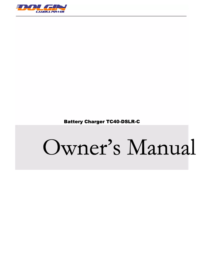 Page n°1 - Manuel utilisateur Dolgin TC400-DSLR-C