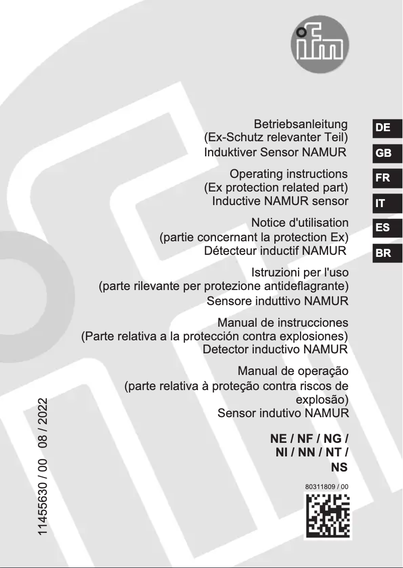 Page n°1 - Manuel utilisateur IFM NT5005