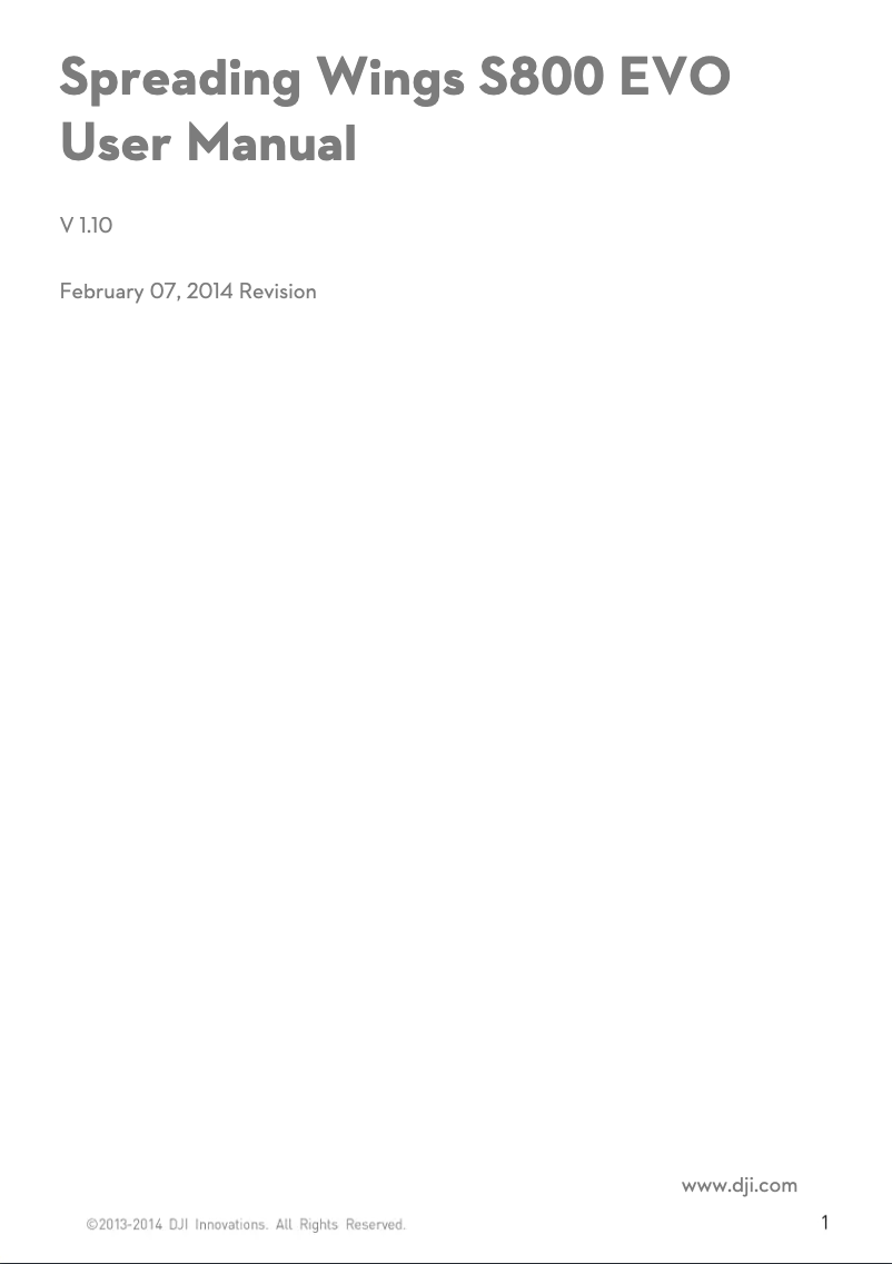 Page n°1 - Manuel utilisateur DJI Spreading Wings S800 EVO