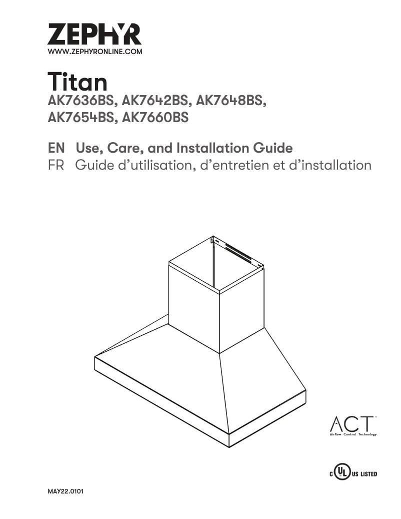 Page n°1 - Manuel utilisateur Zephyr Titan AK7660BS