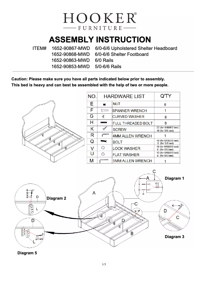 Page 1 de la notice Manuel utilisateur Hooker 1652-90868-MWD