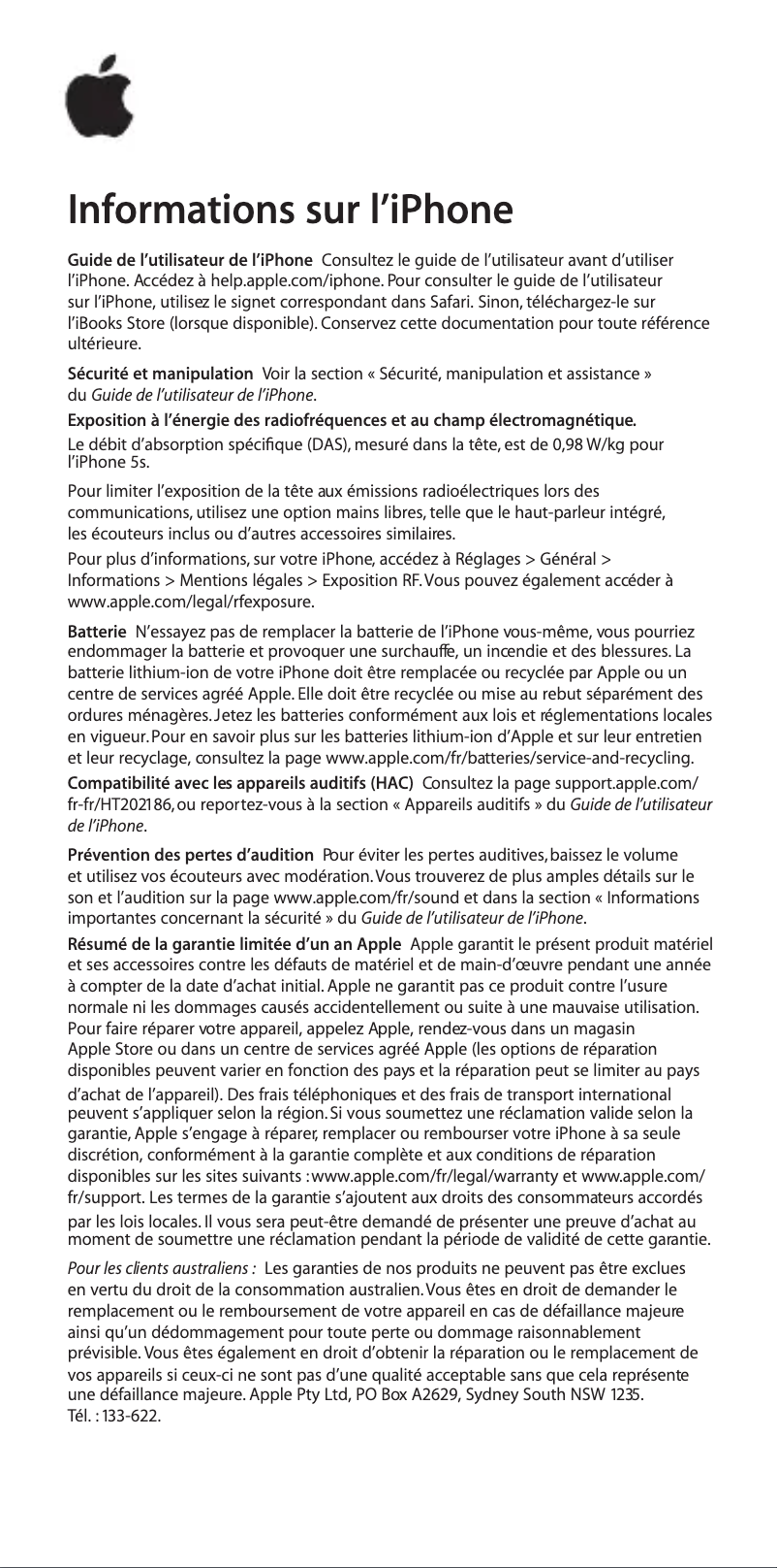 Imagen de la primera página del manual del dispositivo iPhone SE