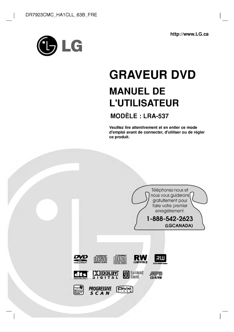 Page 1 de la notice Manuel utilisateur LG LRA-537