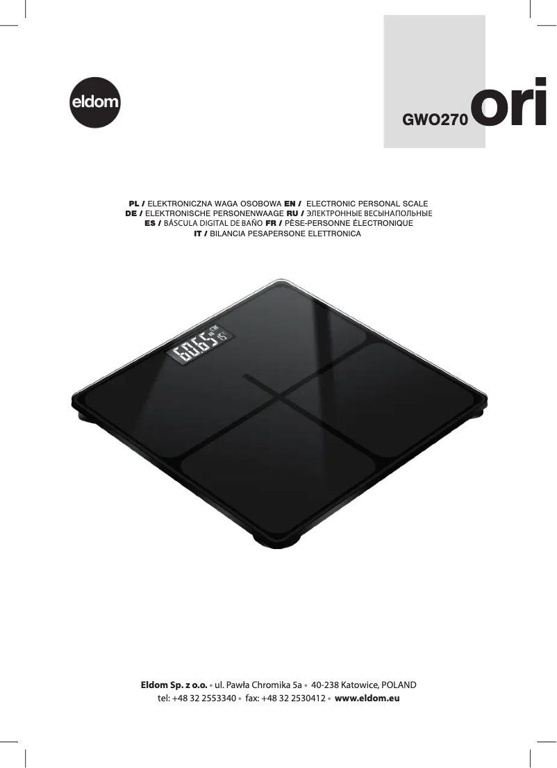 Page 1 de la notice Manuel utilisateur Eldom ORI GWO270
