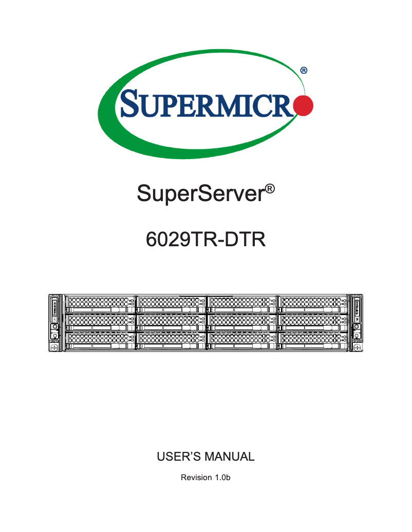 Page 1 de la notice Manuel utilisateur Supermicro SuperServer 6029TR-DTR