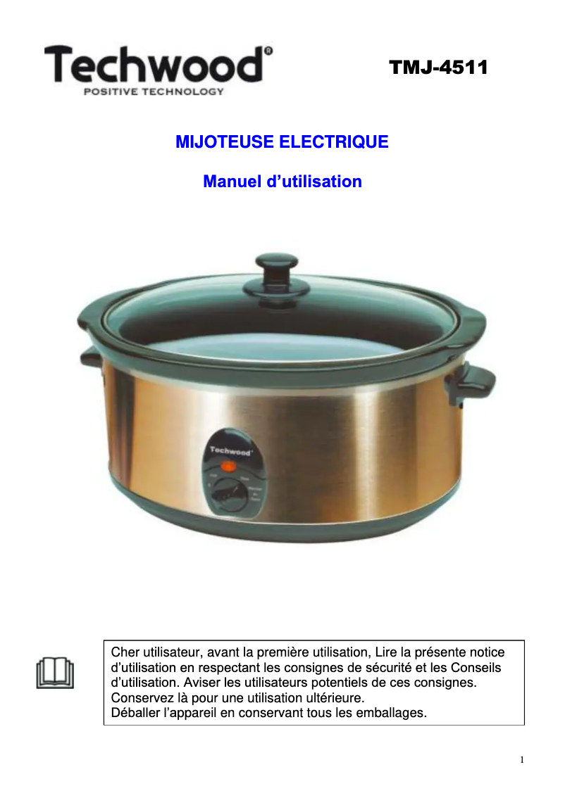 Image de la première page du manuel de l'appareil TMJ-450