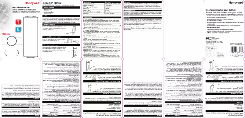Page 1 de la notice Manuel utilisateur Honeywell RPWL302A
