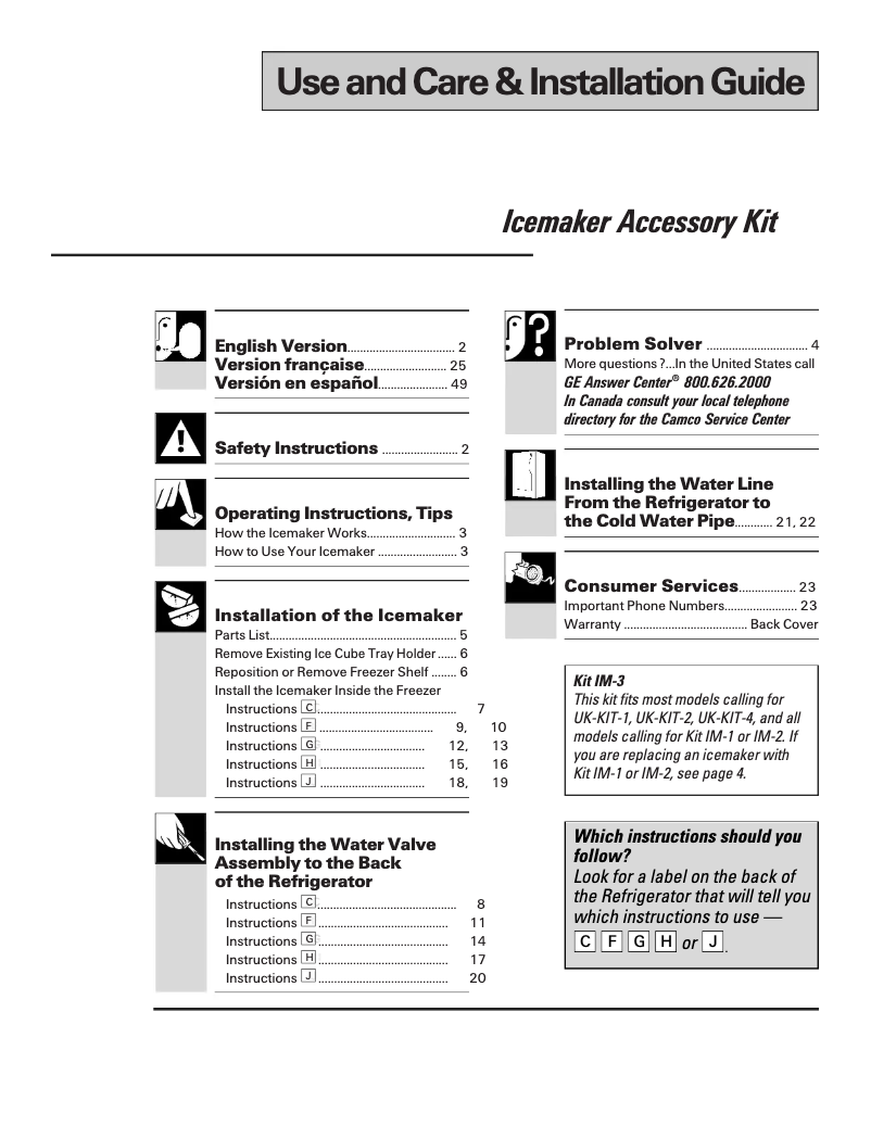 Page n°1 - Guide d'installation GE IM3