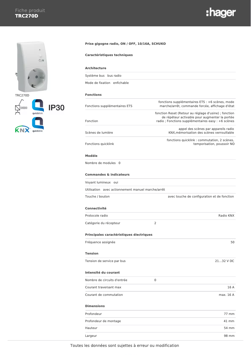 Image de la première page du manuel de l'appareil TRC270D