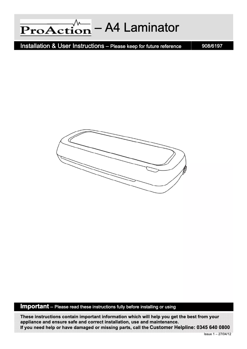 Image de la première page du manuel de l'appareil OL286