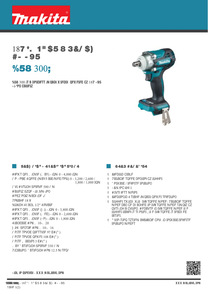 Page n°1 - Fiche technique Makita DTW300Z