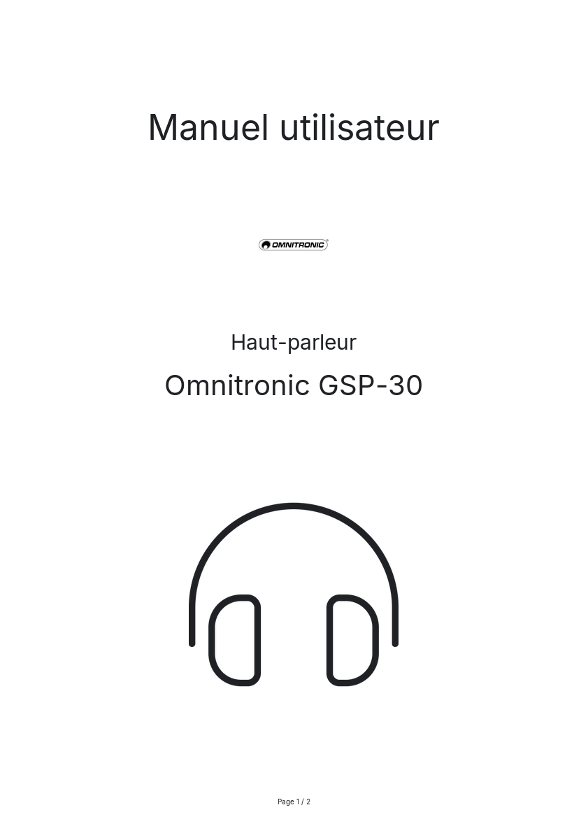 Page n°1 - Manuel utilisateur Omnitronic GSP-30