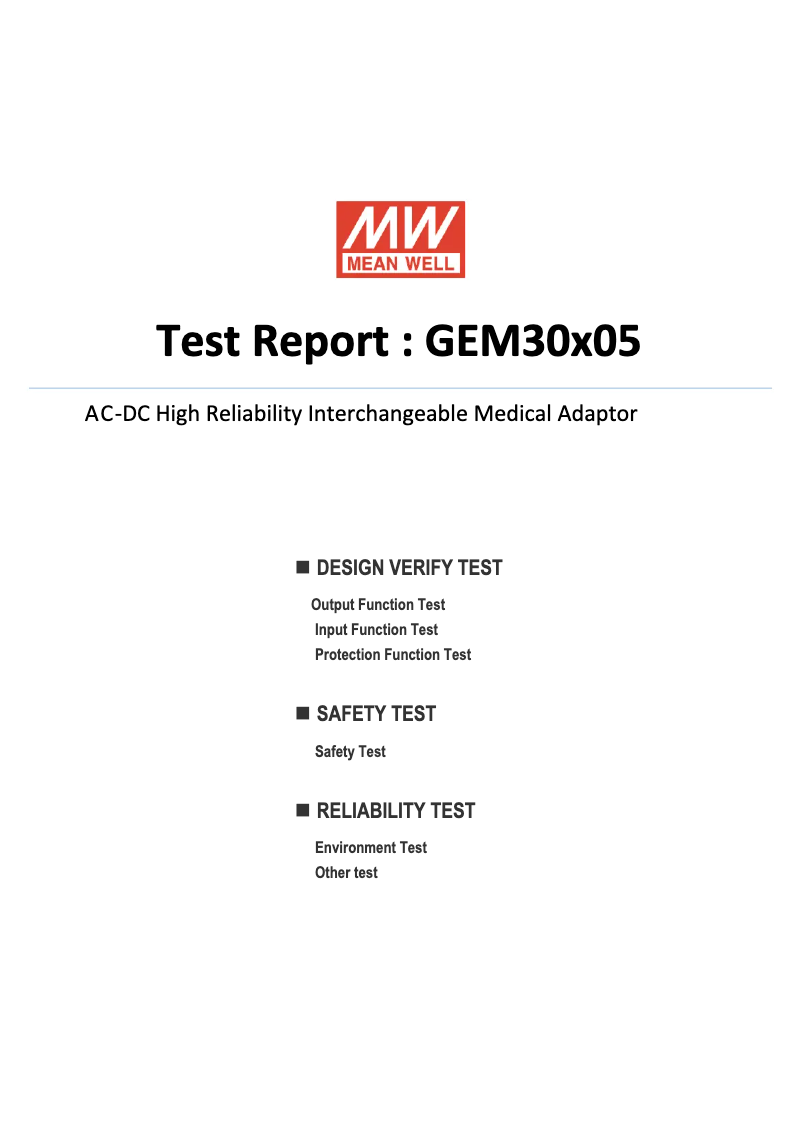 Página 1 del manual Ficha técnica Mean Well GEM30I05-P1J