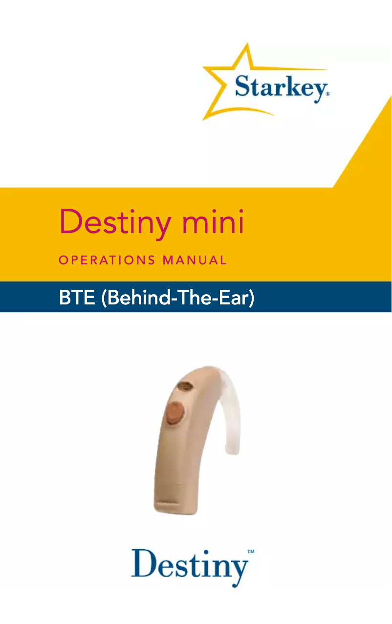Page n°1 - Manuel utilisateur Starkey Destiny BTE mini