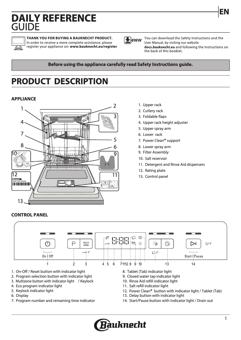 Page 1 de la notice Label énergétique Bauknecht BBC 3T333 PF X