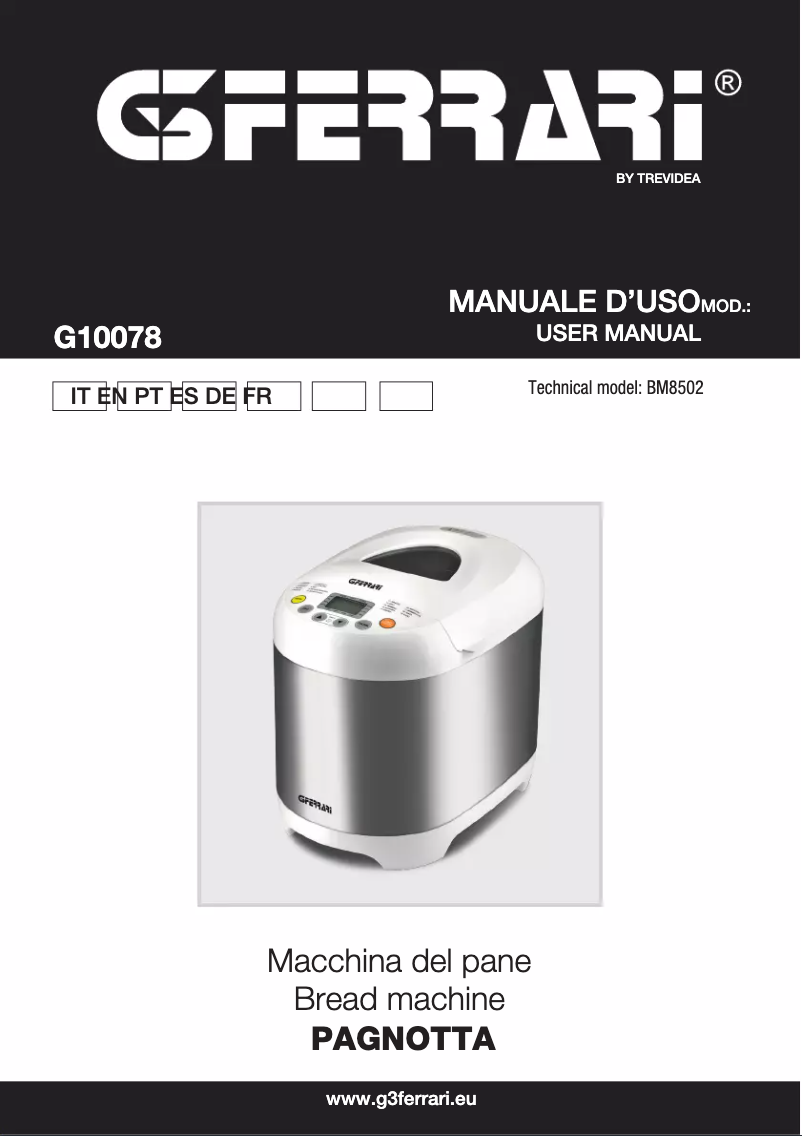 Page 1 de la notice Manuel utilisateur G3 Ferrari Pagnotta G10078