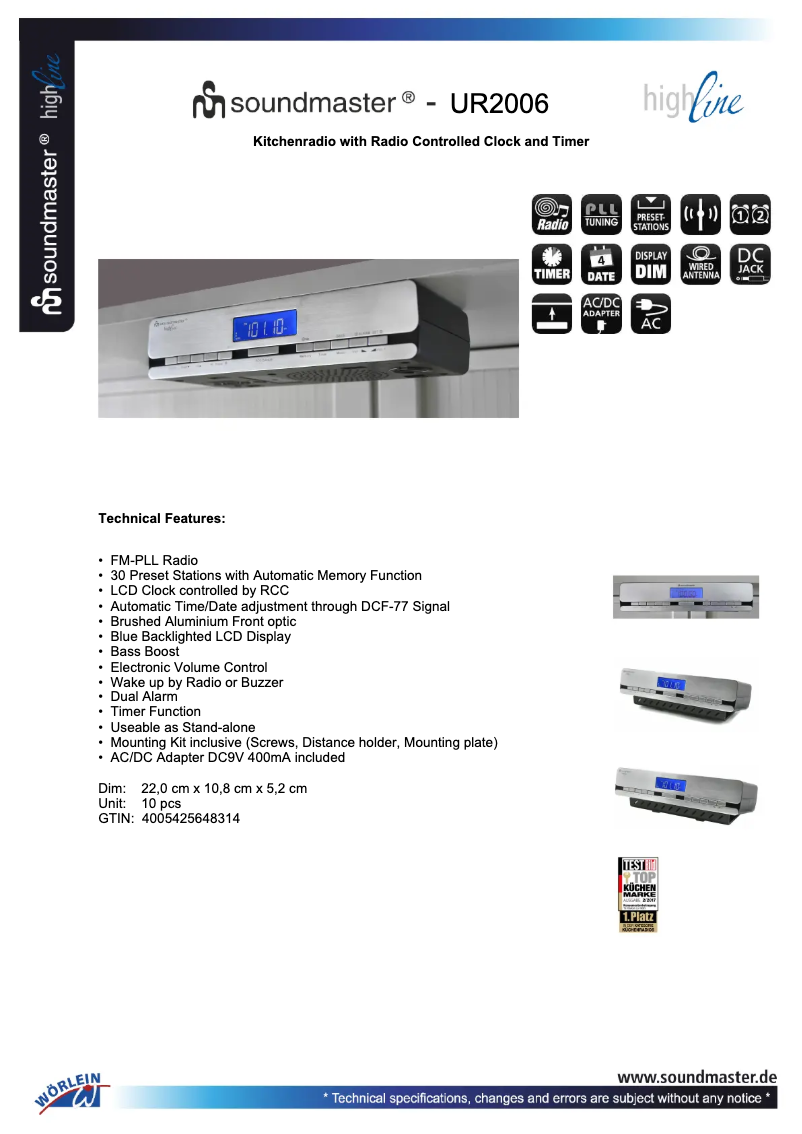 Image de la première page du manuel de l'appareil UR2006