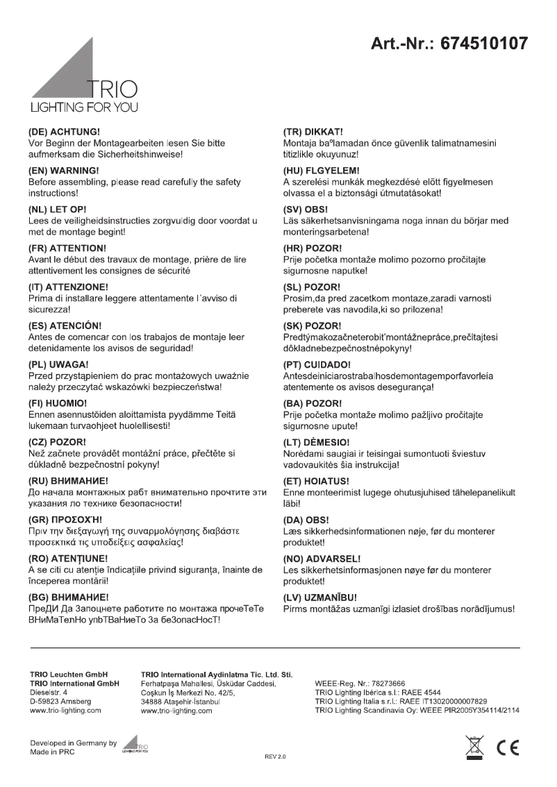 Image de la première page du manuel de l'appareil Subara 674510107