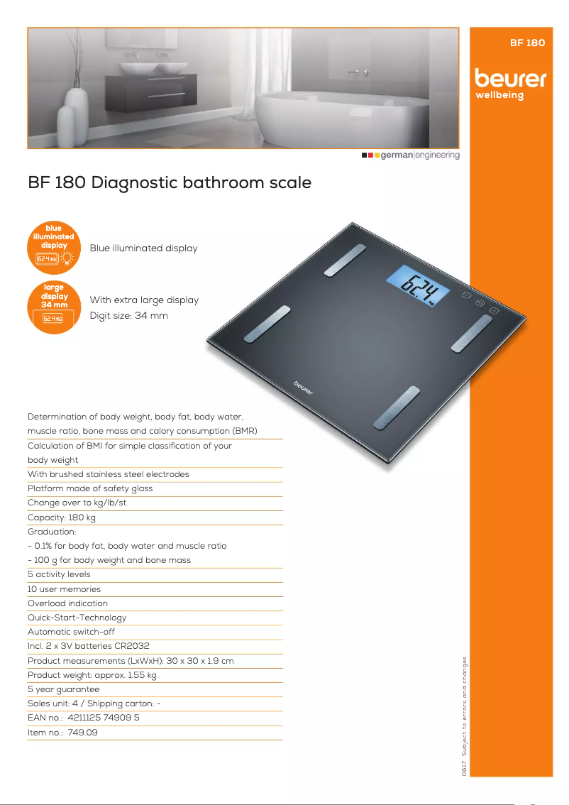 Image de la première page du manuel de l'appareil BF 180