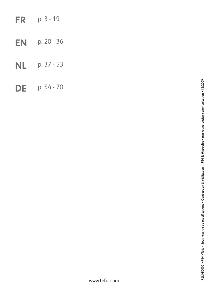 Page 1 de la notice Manuel utilisateur Tefal Baguette and Co OW6000