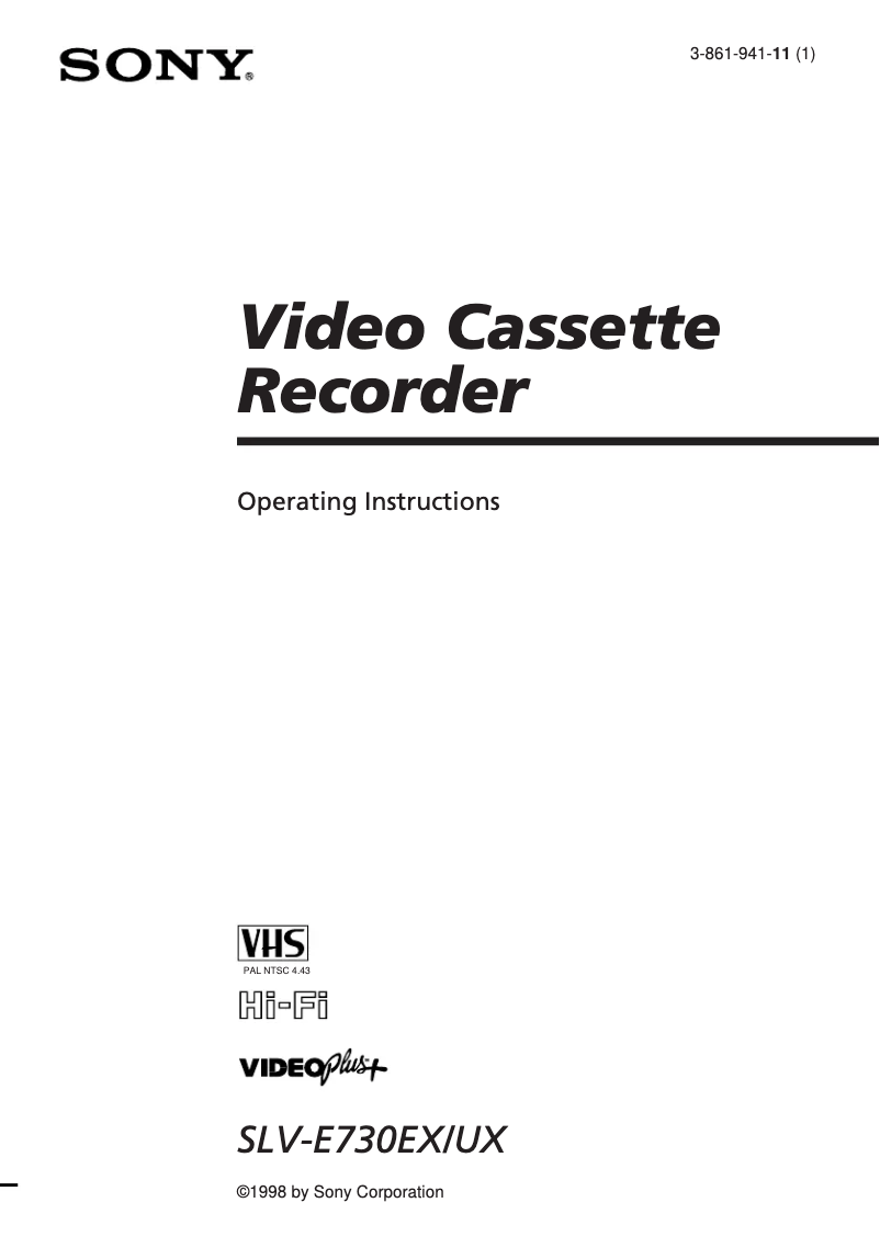 Page 1 de la notice Manuel utilisateur Sony SLV-E730UX