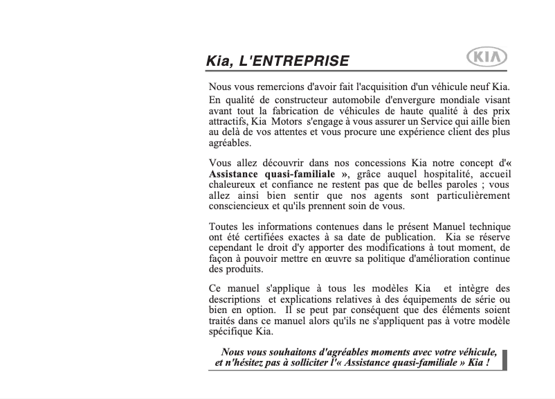 Image de la première page du manuel de l'appareil Picanto (2017)
