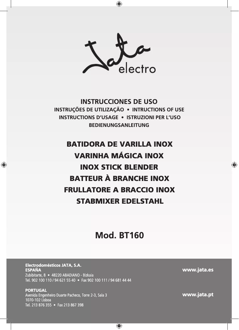 Image de la première page du manuel de l'appareil BT160