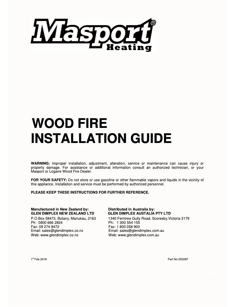 Page 1 de la notice Guide d'installation Masport Romsey