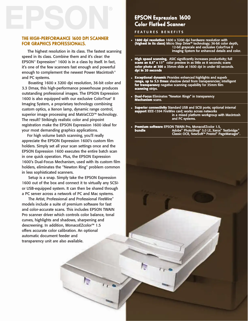 Imagen de la primera página del manual del dispositivo Expression 1600