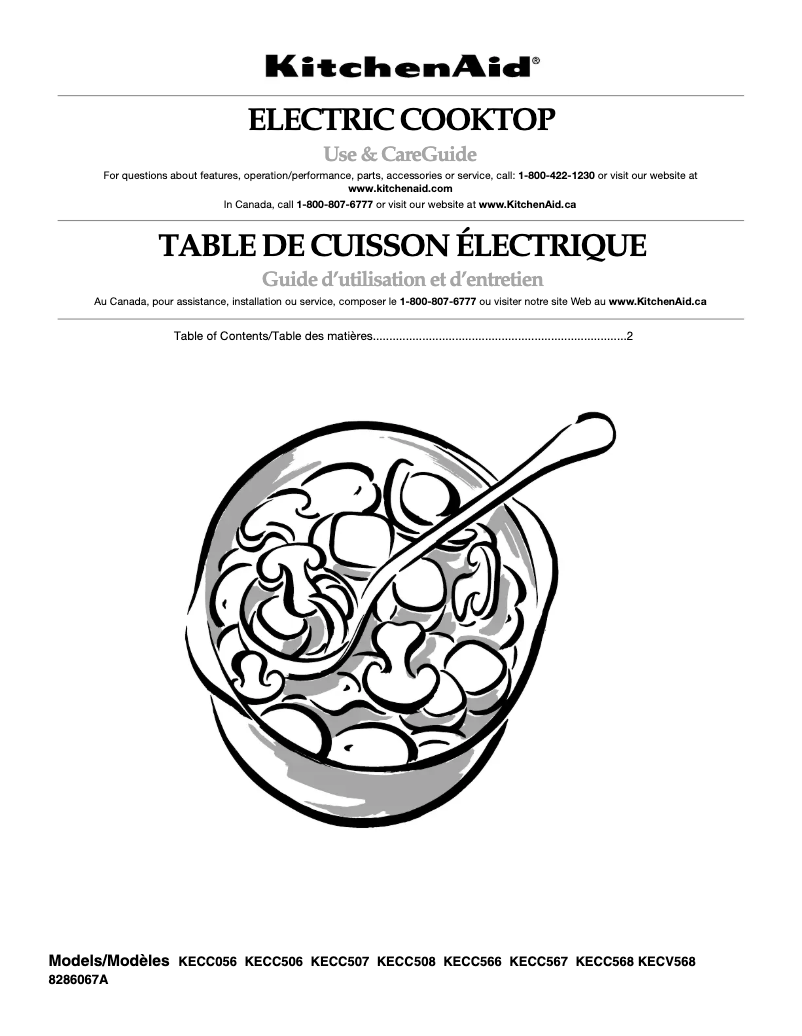 Page 1 de la notice Manuel d'utilisation et d'entretien KitchenAid KECC056RBL
