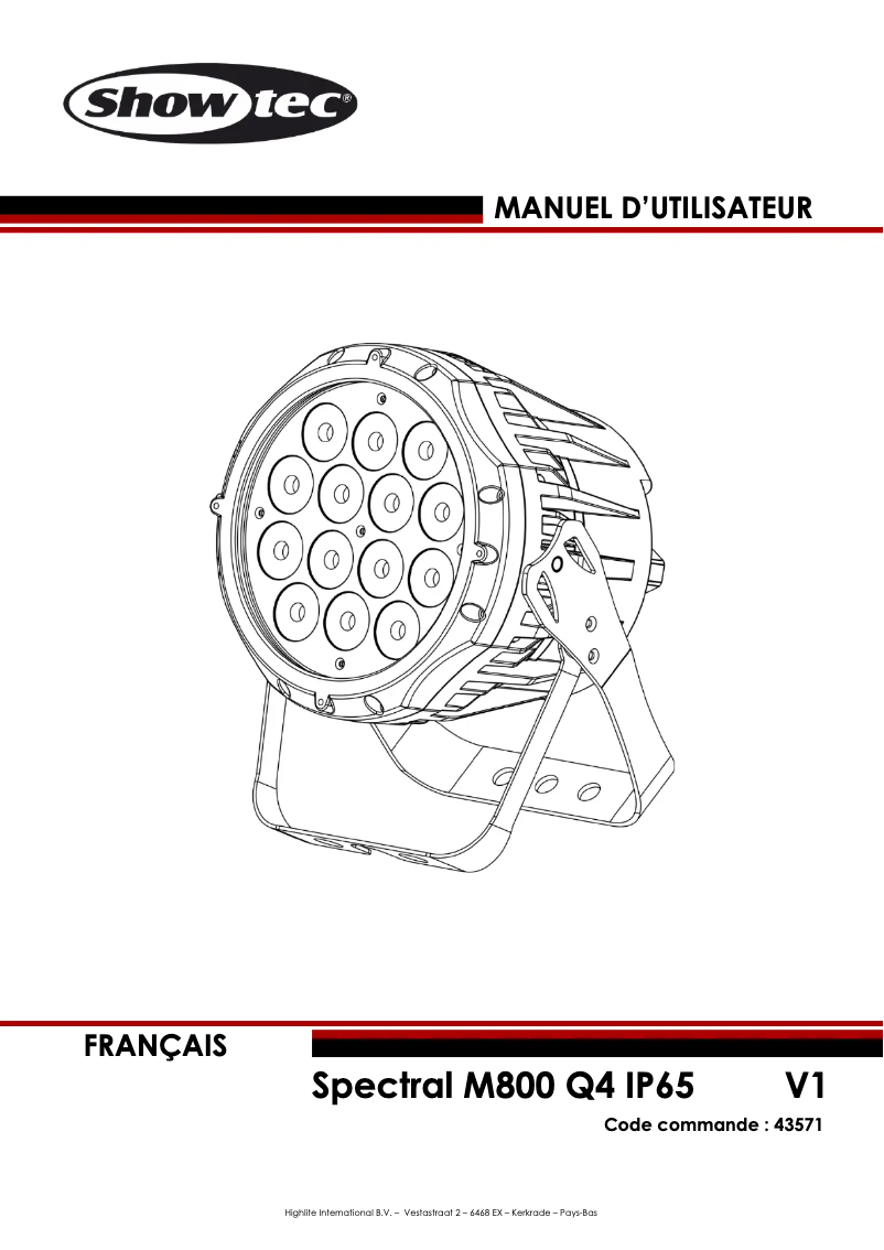 Page n°1 - Manuel utilisateur Showtec Spectral M800 Q4 IP65
