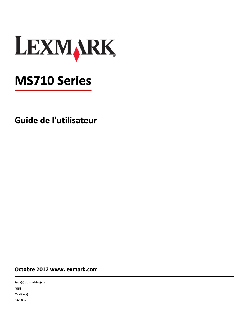 Page 1 de la notice Manuel utilisateur Lexmark MS711