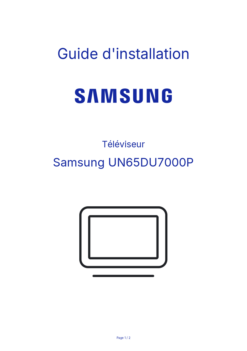 Image de la première page du manuel de l'appareil UN65DU7000P