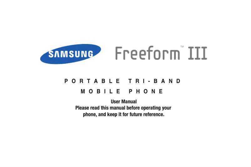 Page n°1 - Manuel utilisateur Samsung Freeform III