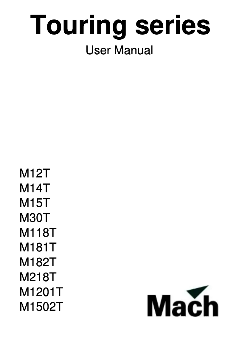 Image de la première page du manuel de l'appareil Mach M1201T