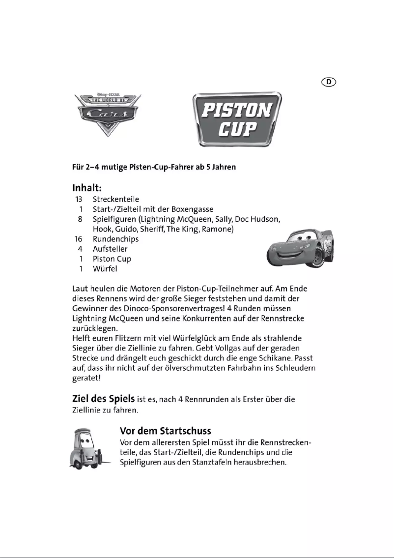 Page n°1 - Manuel utilisateur Ravensburger Cars 3 Disney Piston cup